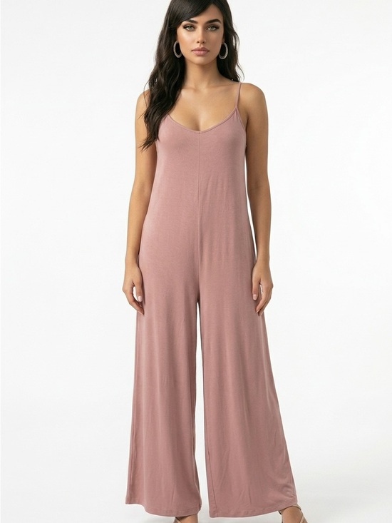 Mystree Pants - Mystree Mauve Spaghetti-Strap Wide-Leg Jumpsuit size LARGE